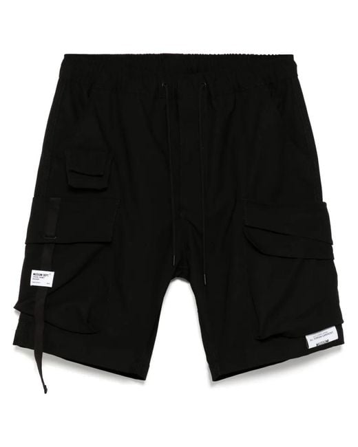 Musium Div. Black Drawstring Cargo Shorts for men