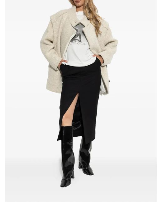 IRO White Asymmetric-Closure Wool-Blend Oversized Coat