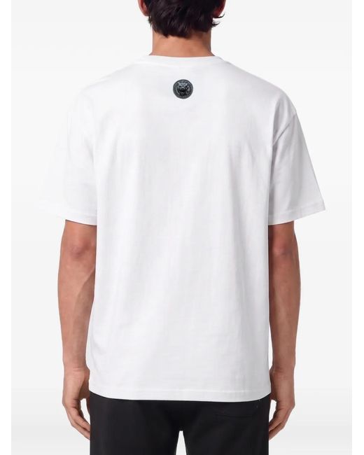 Philipp Plein White Tiger-Print Logo-Print T-Shirt for men