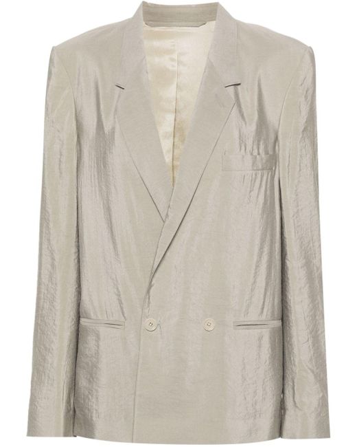 Lemaire Natural Double-Breasted Crinkled Blazer