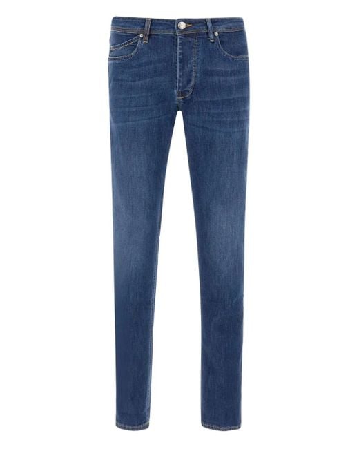 Re-hash Blue Rubensb Five-Pocket Suede-Patch Jeans for men