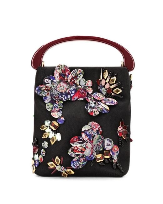 Dries Van Noten Black Micro Embroidered Bag