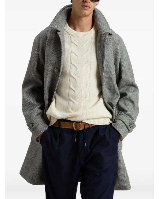 Woolrich Mantel mit Fischgrätenmuster in Gray für Herren