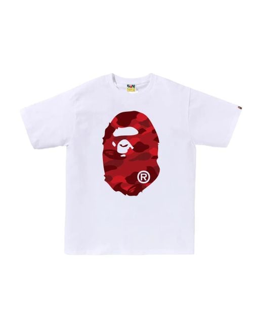 A Bathing Ape T-Shirt Met Camouflageprint En Aapdetail in het Red voor heren