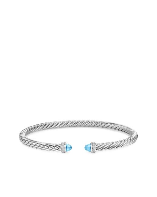 David Yurman White Sterling Cablespira Flex Diamond Bracelet (4Mm)