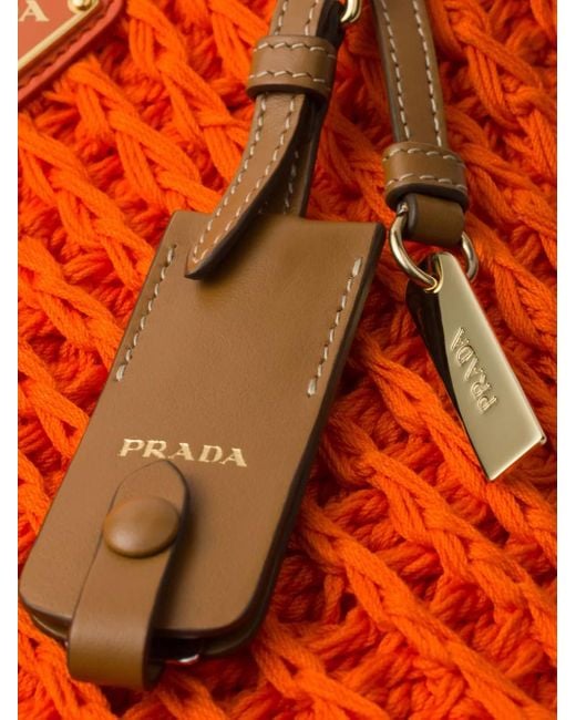 Prada Vera Gehaakte Shopper in het Orange