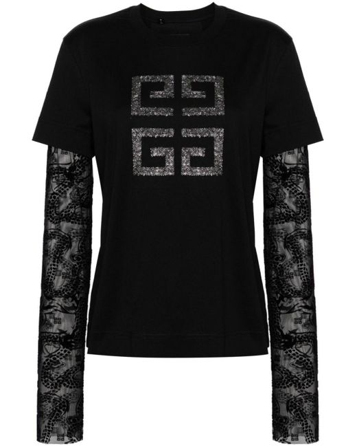 Givenchy Black 4g-appliqué Layered T-shirt