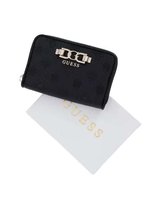 Guess Black Anise Logo-Embossed Zip-Around Wallet