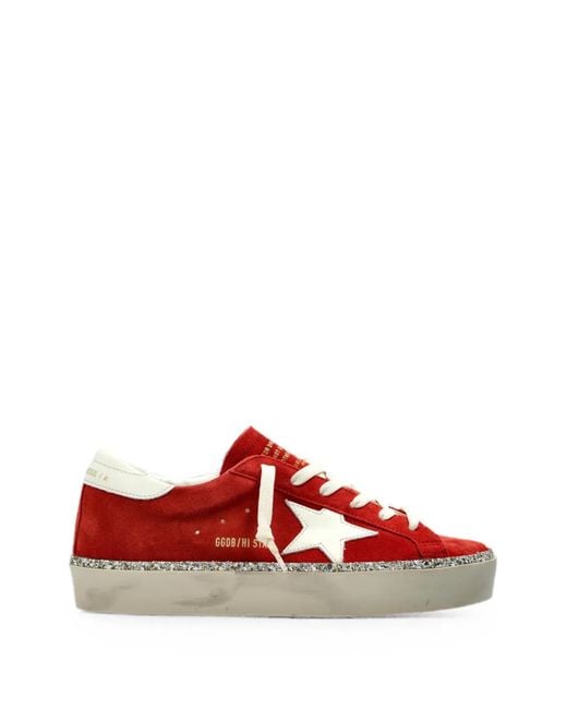 Golden Goose Deluxe Brand Red Hi Star Glitter-Trim Sneakers