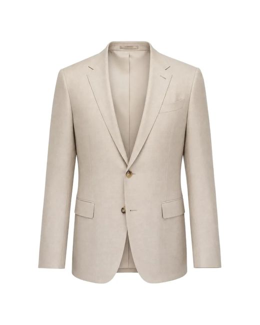 Zegna White Textured Single-Breasted Blazer for men