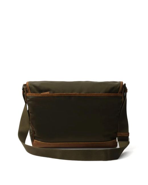 Prada Black Large Triangle-Logo Messenger Bag for men