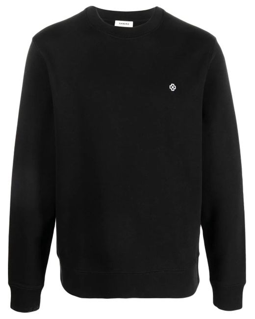 Sudadera con cuello redondo y bordado Sandro de hombre de color Black