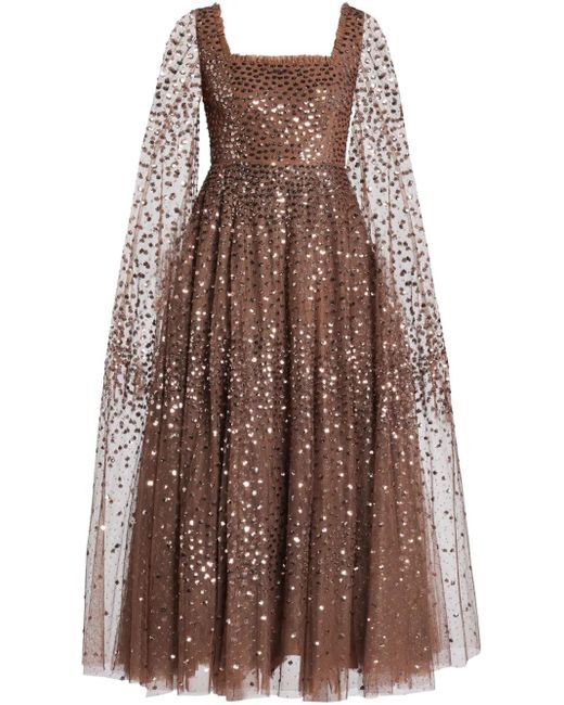 Vestido midi con lentejuelas Needle & Thread de color Brown