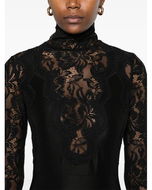 Rabanne Black Floral Lace-Appliqué Maxi Dress