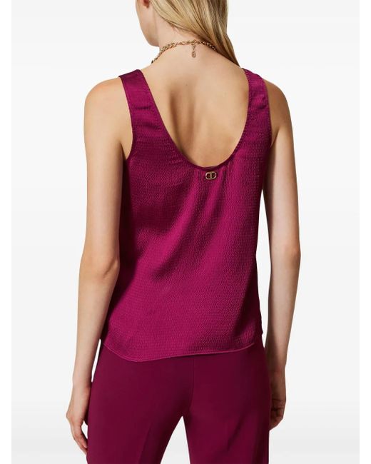 Twinset Hammered-Effect Satin Tank Top