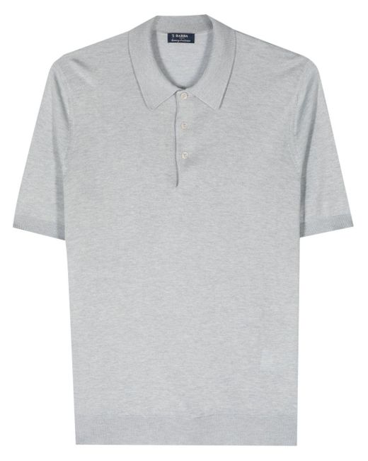 Barba Napoli Gray Short-sleeve Silk Polo Shirt for men