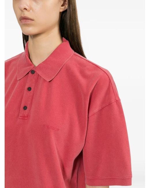 Halfboy Geribbeld Poloshirt in het Red