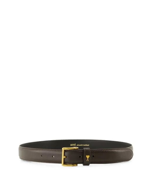 AMI White Ami De Coeur Leather Belt