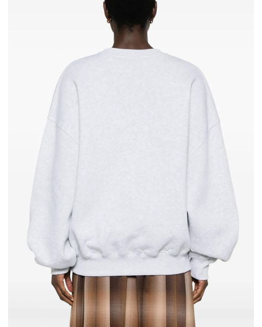 ROTATE BIRGER CHRISTENSEN Gray Embroidered-Logo Crew-Neck Sweatshirt