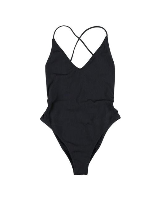 BELAMER Blue Elen Ribbed Crossover-Strap Swimsuit