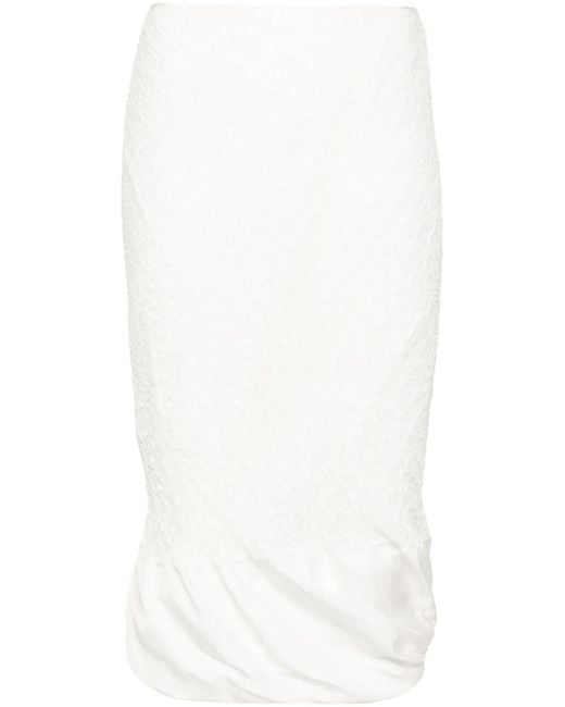 Jil Sander White Openwork Midi Skirt