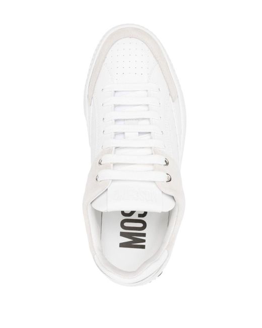 Moschino White Logo-embossed Leather Sneakers