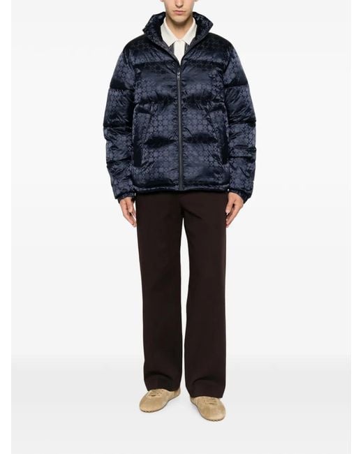 Sandro Blue Geometric-Pattern Padded Jacket for men