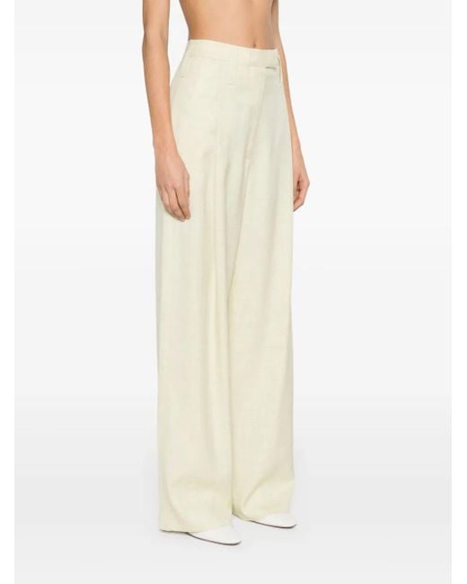 Philosophy Di Lorenzo Serafini Natural Chambray Pleated Straight Trousers