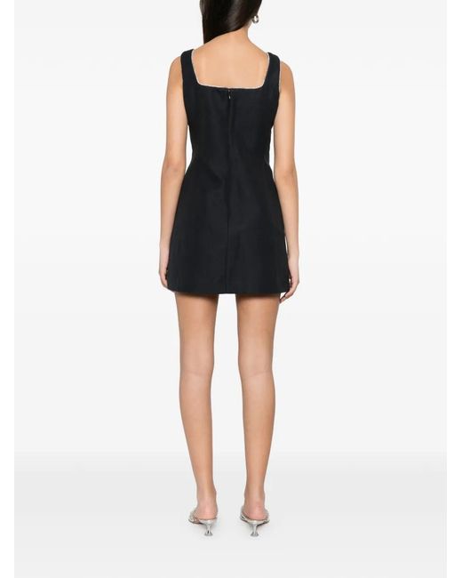 Maje Black Crystal-Embellished Square-Neck Mini Dress