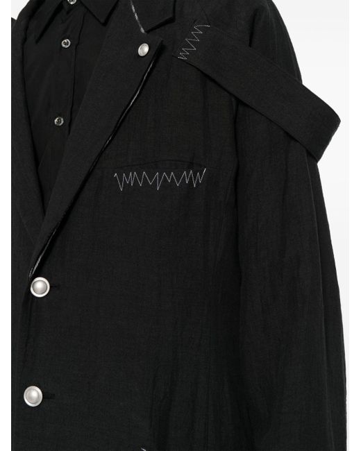 Yohji Yamamoto Black Contrast-stitch Single-breasted Blazer for men