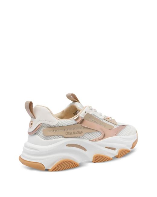 Steve Madden White Logo-Print Chunky Sneakers