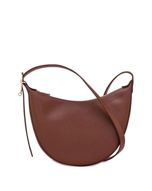 Longchamp Brown Small Le Foulonné Grained-Leather Cross Body Bag