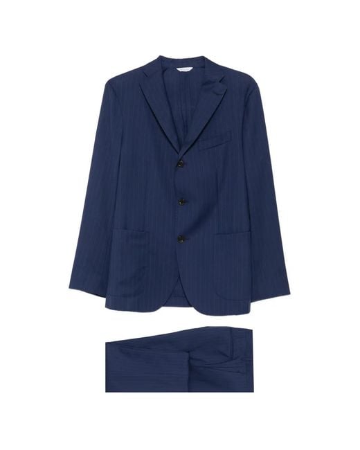 Boglioli Blue Pinstripe-Pattern Buttoned Suit for men