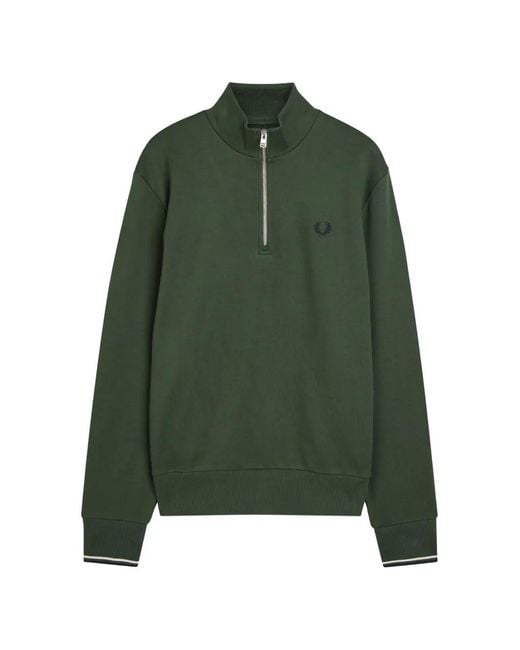 Fred Perry Green Zip Detail Sweatshirt for men