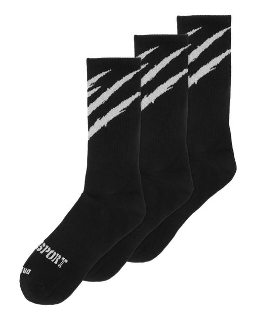 Philipp Plein Black Scratch-Detail Socks (Pack Of Three)