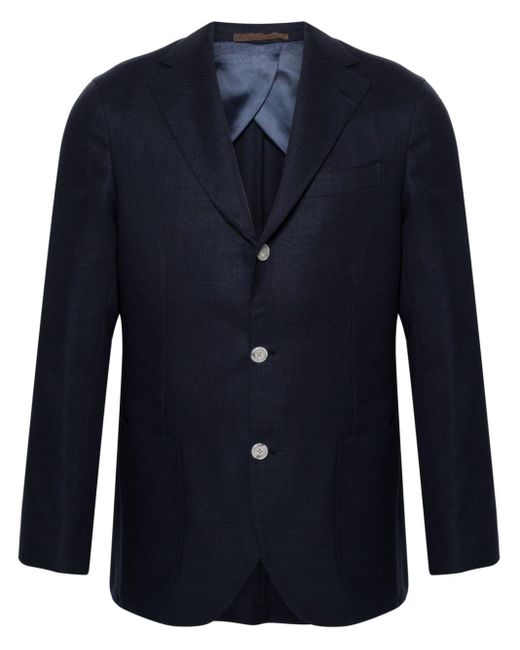 Barba Napoli Blue Notched-lapels Single-breasted Blazer for men