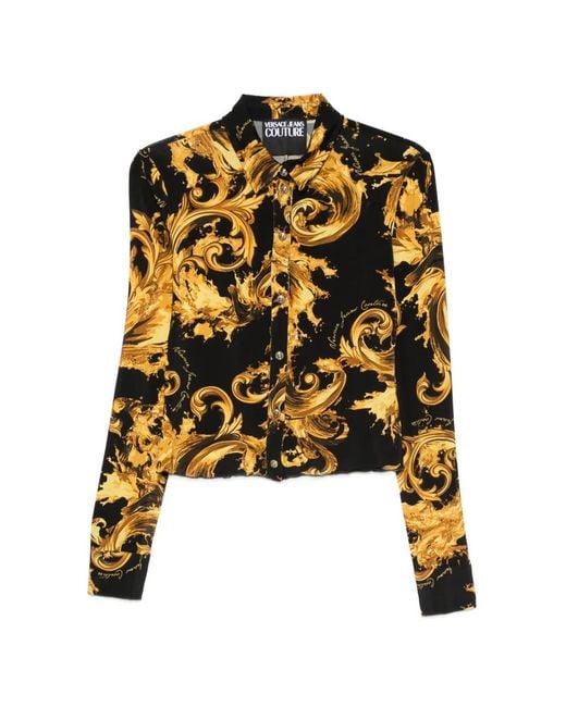 Versace Jeans Couture Black Barocco-Print Shirt