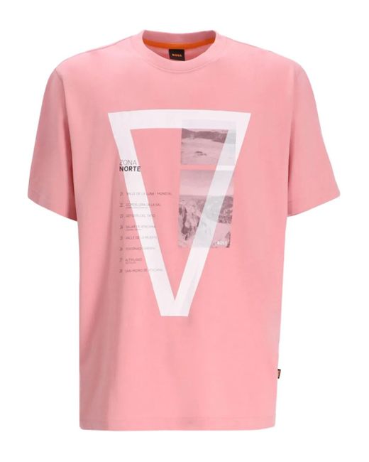 メンズ Boss On The Way グラフィック Tシャツ Pink