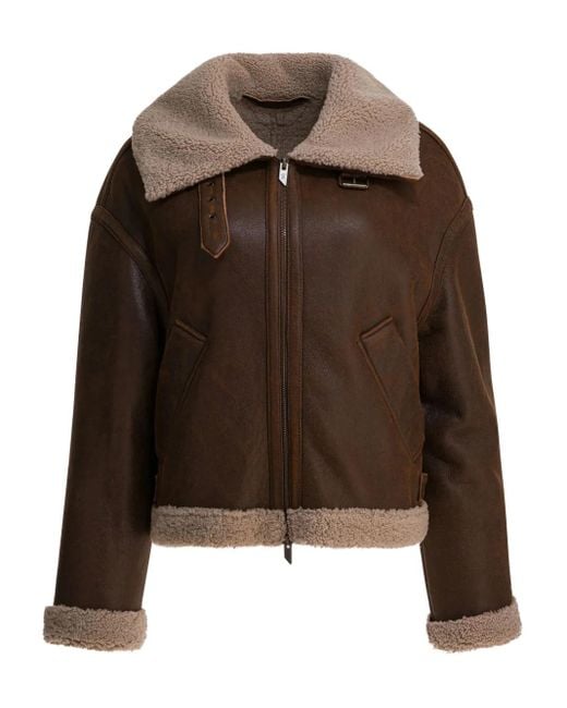 Salvatore Santoro Brown Jacke mit Shearling-Besatz