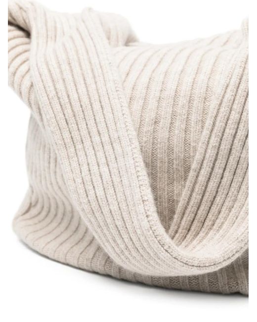 AYA MUSE White Sac Porté Épaule Zippé À Design Côtelé