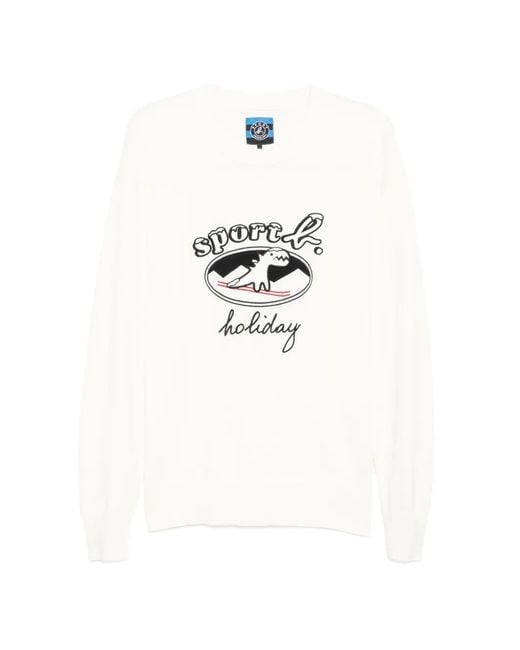 SPORT b. by agnès b. White Ski Dino Christmas Sweater for men