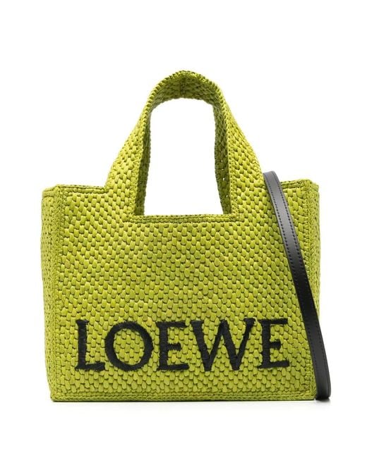 Loewe Green Small Font Tote Bag