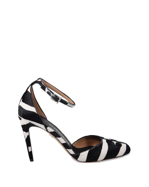 Ferragamo White Zebra-Print Stiletto-Heel Pumps