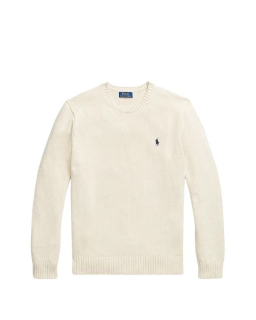 Polo Ralph Lauren White Embroidered-Logo Sweater for men