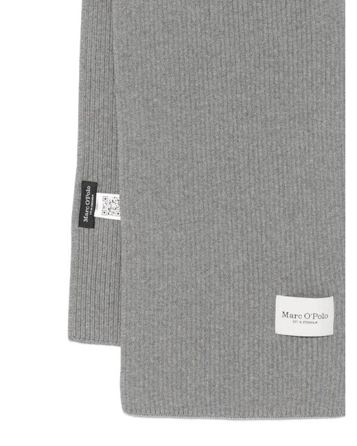 Marc O' Polo Gray Ribbed Patch-Logo Scarf for men
