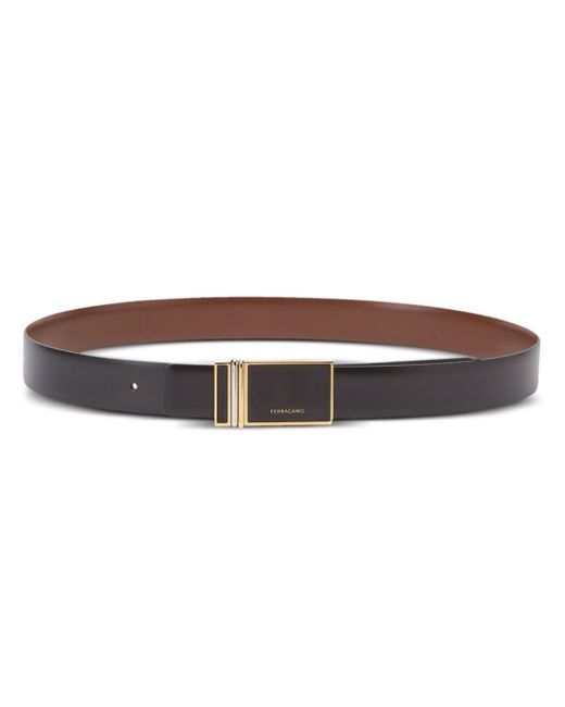 Ferragamo Brown Reversible Leather Belt for men