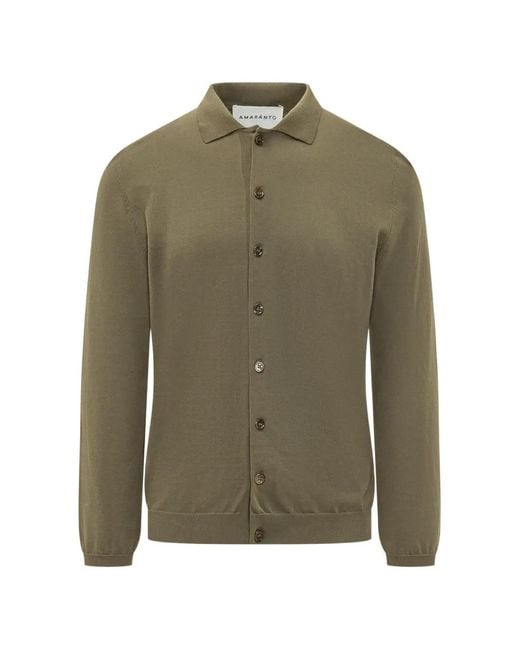 Amaranto Green Button-Up Shirt-Collar Cardigan for men