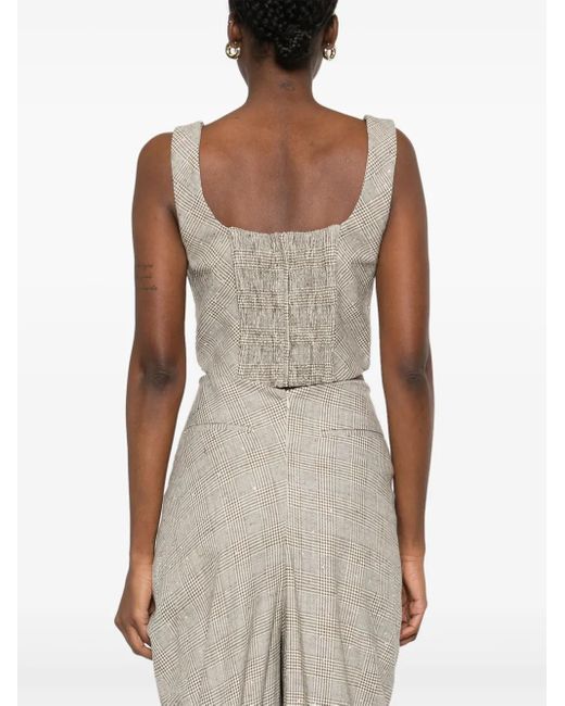 GIUSEPPE DI MORABITO Gray Check-Pattern Corset Top