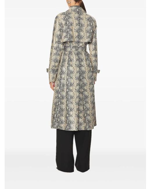 Jonathan Simkhai Gray Python-Print Belted Trench Coat