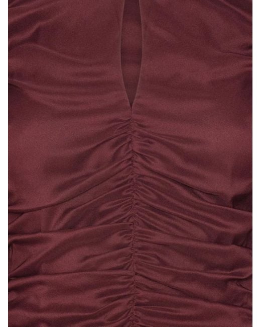ROTATE BIRGER CHRISTENSEN Red Chiffon Ruched Ls Top Burgundy